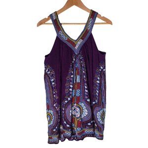 Made In India Dress Womens Medium Purple Boho Hippie Indie Retro Geometric